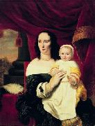 Ferdinand bol Portrait of Johana de Geer-Trip with daughter. oil